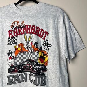 Vintage Dale Earnhardt Fan Club Looney Tunes Grey T Shirt Made In USA Large